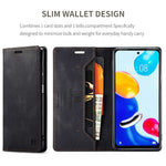 AUTSPACE A01 Series for Xiaomi Redmi Note 11 4G (Qualcomm)/Note 11S 4G PU Leather Case RFID Blocking Wallet Stand Flip Cover