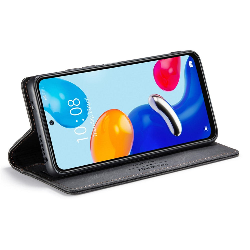 AUTSPACE A01-serien för Xiaomi Redmi Note 11 4G (Qualcomm)/Note 11S 4G PU-läderfodral RFID-blockerande plånboksfodral med fällbart skydd