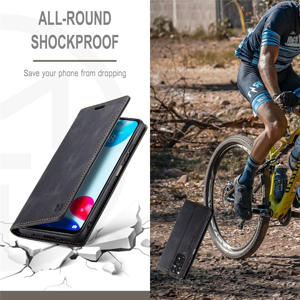 AUTSPACE A01-serien för Xiaomi Redmi Note 11 4G (Qualcomm)/Note 11S 4G PU-läderfodral RFID-blockerande plånboksfodral med fällbart skydd