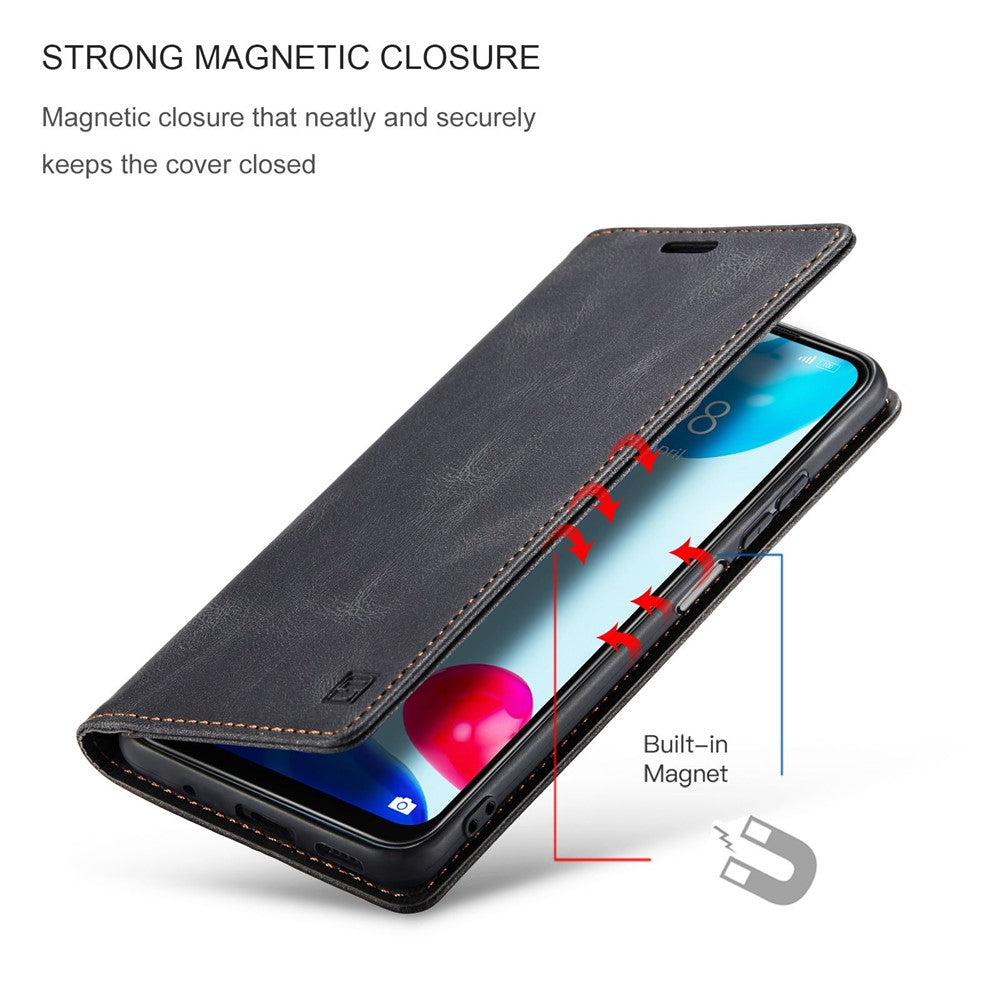 AUTSPACE A01 Series for Xiaomi Redmi Note 11 4G (Qualcomm)/Note 11S 4G PU Leather Case RFID Blocking Wallet Stand Flip Cover