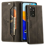AUTSPACE A01-serien för Xiaomi Redmi Note 11 4G (Qualcomm)/Note 11S 4G PU-läderfodral RFID-blockerande plånboksfodral med fällbart skydd