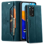 AUTSPACE A01-serien för Xiaomi Redmi Note 11 4G (Qualcomm)/Note 11S 4G PU-läderfodral RFID-blockerande plånboksfodral med fällbart skydd