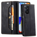 AUTSPACE A01-serien för Xiaomi Redmi Note 12 Pro 4G / 11 Pro 4G (MediaTek) / Note 11 Pro 5G (Qualcomm) Läderfodral RFID-blockerande stativskydd