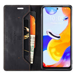 AUTSPACE A01-serien för Xiaomi Redmi Note 12 Pro 4G / 11 Pro 4G (MediaTek) / Note 11 Pro 5G (Qualcomm) Läderfodral RFID-blockerande stativskydd