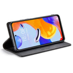 AUTSPACE A01-serien för Xiaomi Redmi Note 12 Pro 4G / 11 Pro 4G (MediaTek) / Note 11 Pro 5G (Qualcomm) Läderfodral RFID-blockerande stativskydd
