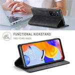 AUTSPACE A01-serien för Xiaomi Redmi Note 12 Pro 4G / 11 Pro 4G (MediaTek) / Note 11 Pro 5G (Qualcomm) Läderfodral RFID-blockerande stativskydd