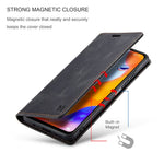 AUTSPACE A01-serien för Xiaomi Redmi Note 12 Pro 4G / 11 Pro 4G (MediaTek) / Note 11 Pro 5G (Qualcomm) Läderfodral RFID-blockerande stativskydd