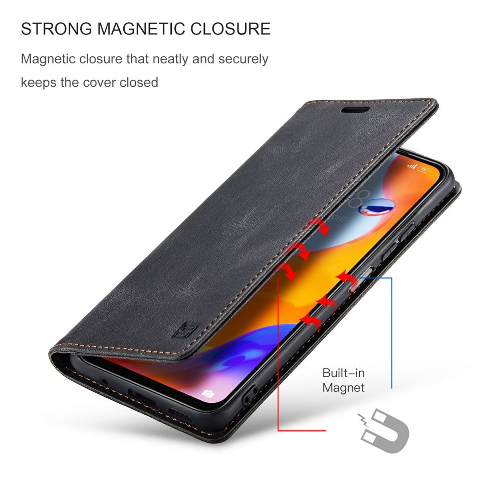 AUTSPACE A01-serien för Xiaomi Redmi Note 12 Pro 4G / 11 Pro 4G (MediaTek) / Note 11 Pro 5G (Qualcomm) Läderfodral RFID-blockerande stativskydd