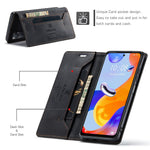 AUTSPACE A01-serien för Xiaomi Redmi Note 12 Pro 4G / 11 Pro 4G (MediaTek) / Note 11 Pro 5G (Qualcomm) Läderfodral RFID-blockerande stativskydd