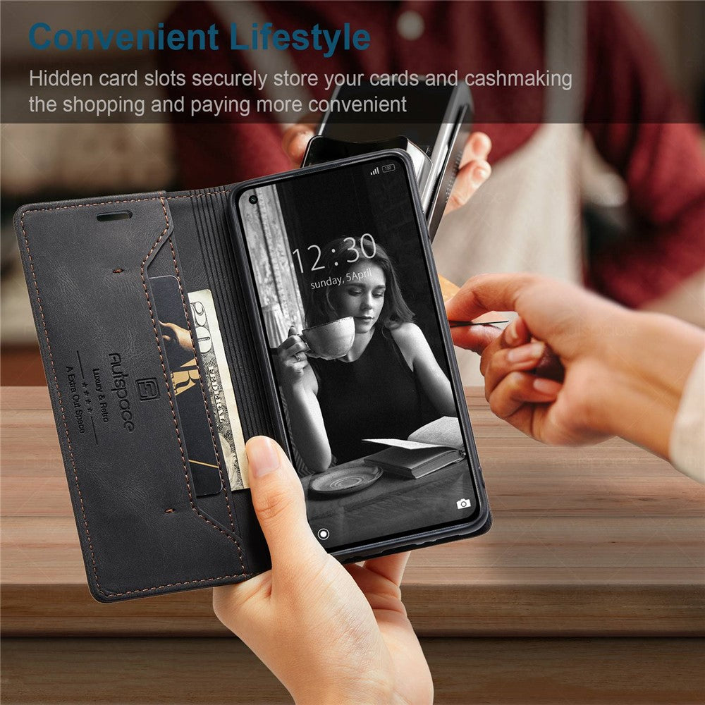AUTSPACE A01 Series for Xiaomi Mi 11 Lite 4G/5G/11 Lite 5G NE PU Leather Case RFID Blocking Wallet Stand Flip Cover