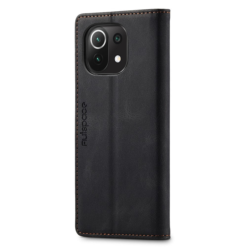 AUTSPACE A01 Series for Xiaomi Mi 11 Lite 4G/5G/11 Lite 5G NE PU Leather Case RFID Blocking Wallet Stand Flip Cover