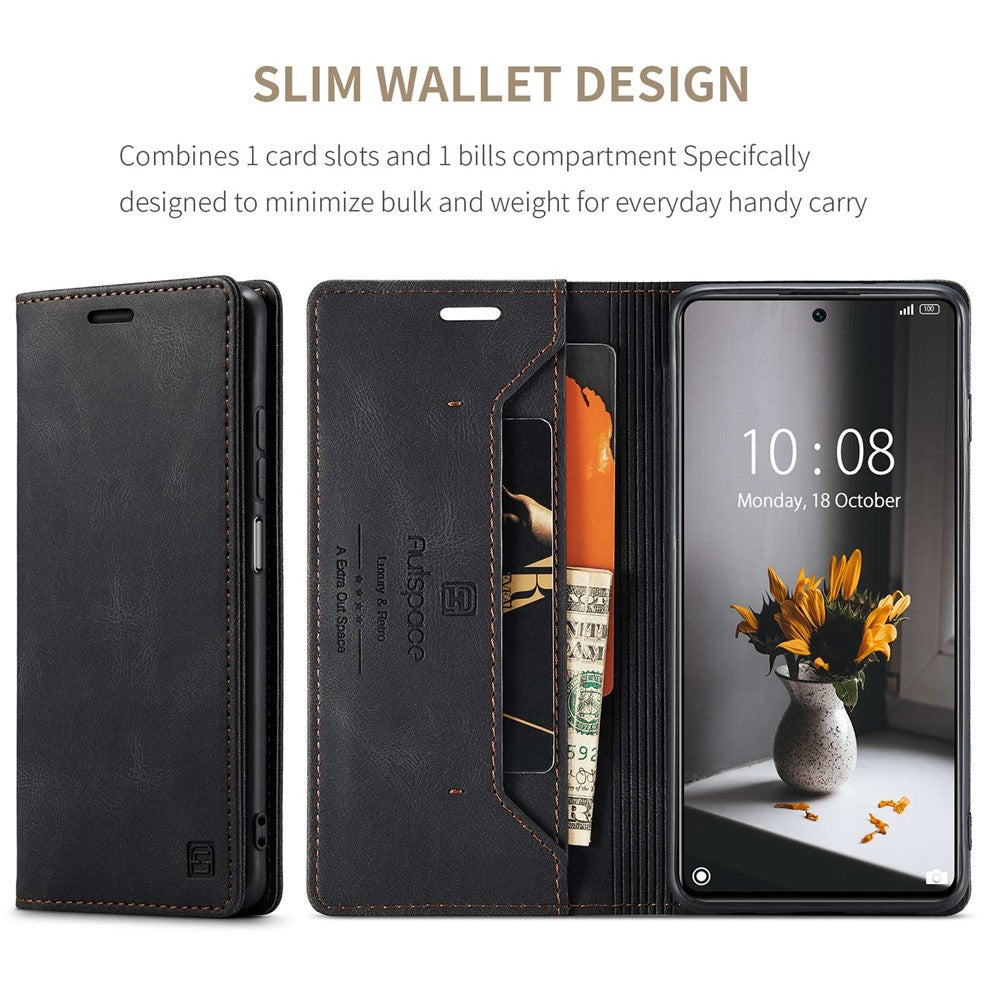 AUTSPACE A01 Series for Xiaomi 11T/11T Pro PU Leather Case RFID Blocking Vintage Wallet Stand Flip Cover