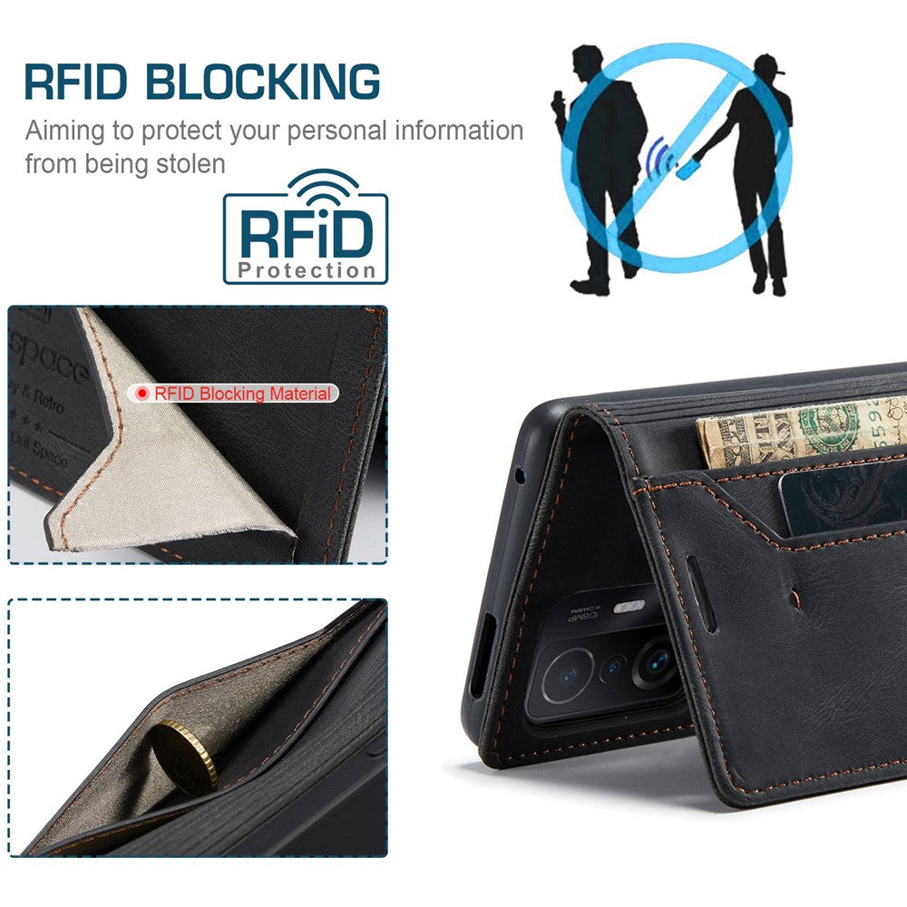 AUTSPACE A01 Series for Xiaomi 11T/11T Pro PU Leather Case RFID Blocking Vintage Wallet Stand Flip Cover
