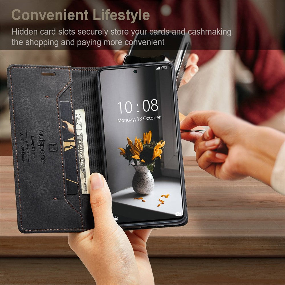 AUTSPACE A01 Series for Xiaomi 11T/11T Pro PU Leather Case RFID Blocking Vintage Wallet Stand Flip Cover