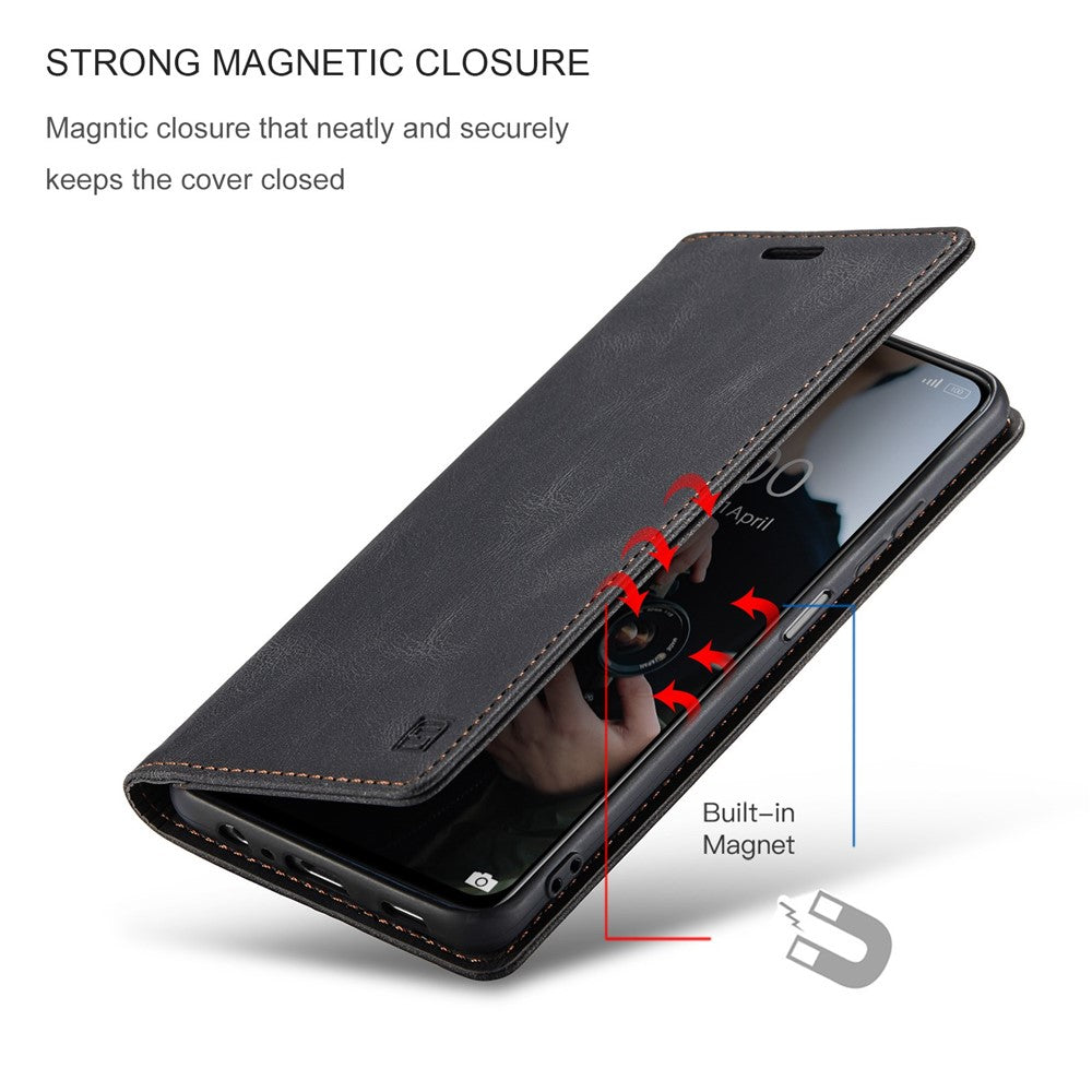 AUTSPACE A01 Series for Xiaomi Poco M5s 4G / Redmi Note 10 4G / Redmi Note 10S 4G PU Leather Case RFID Blocking Wallet Stand Flip Cover