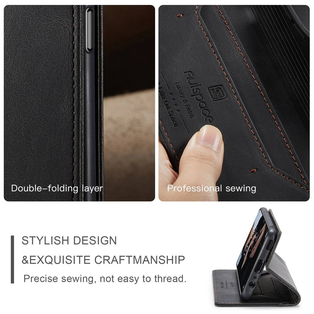 AUTSPACE A01 Series for Xiaomi Poco M5s 4G / Redmi Note 10 4G / Redmi Note 10S 4G PU Leather Case RFID Blocking Wallet Stand Flip Cover