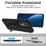 Xiaomi 12 Pro 5G/12S Pro 5G/12 Pro (Dimensity) 5G Stötsäkert mobilskyddsskal Ringstativ Hybrid PC + TPU-skal med Skjutbart Kameraskyddsfodral