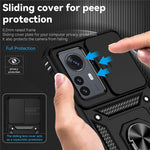 Xiaomi 12 Pro 5G/12S Pro 5G/12 Pro (Dimensity) 5G Stötsäkert mobilskyddsskal Ringstativ Hybrid PC + TPU-skal med Skjutbart Kameraskyddsfodral