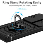 Xiaomi 12 Pro 5G/12S Pro 5G/12 Pro (Dimensity) 5G Stötsäkert mobilskyddsskal Ringstativ Hybrid PC + TPU-skal med Skjutbart Kameraskyddsfodral