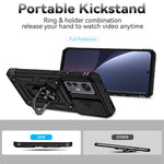 For Xiaomi 12X/12/12S 5G Ring Holder Kickstand Hybrid PC + TPU Shockproof Mobile Phone Protection Case Bag with Slide Camera Protection Shell