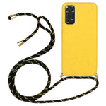 For Xiaomi Redmi Note 11 4G (Qualcomm) / Note 11S 4G Back Case Wheat Straw + TPU Shockproof Phone Cover with Adjustable Lanyard