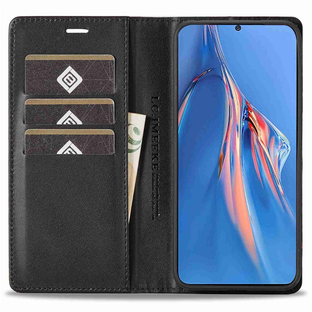 LC.IMEEKE Läderfodral i kolfiberstruktur med bokmönster till Xiaomi Redmi Note 12 Pro 4G / Note 11 Pro 4G (Mediatek) / Note 11 Pro 5G (Qualcomm), Magnetiskt, självabsorberande plånboksfodral med stativ