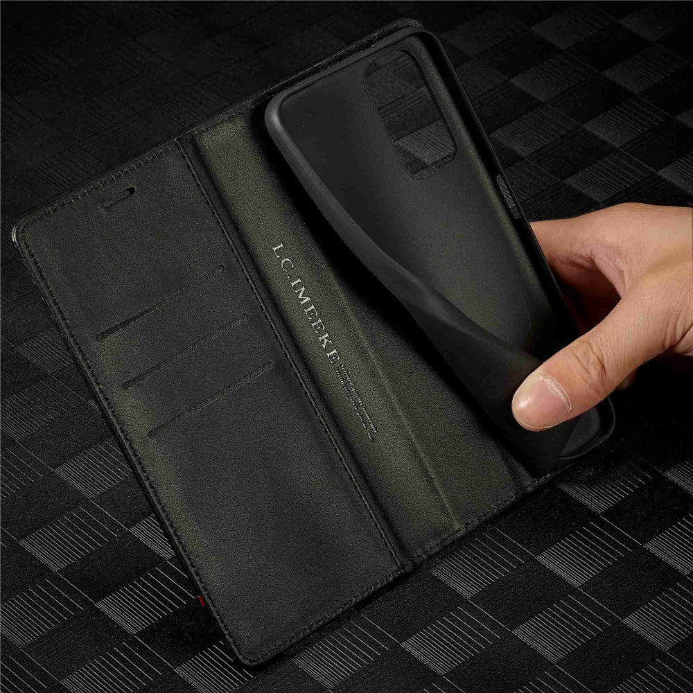 LC.IMEEKE Läderfodral i kolfiberstruktur med bokmönster till Xiaomi Redmi Note 12 Pro 4G / Note 11 Pro 4G (Mediatek) / Note 11 Pro 5G (Qualcomm), Magnetiskt, självabsorberande plånboksfodral med stativ