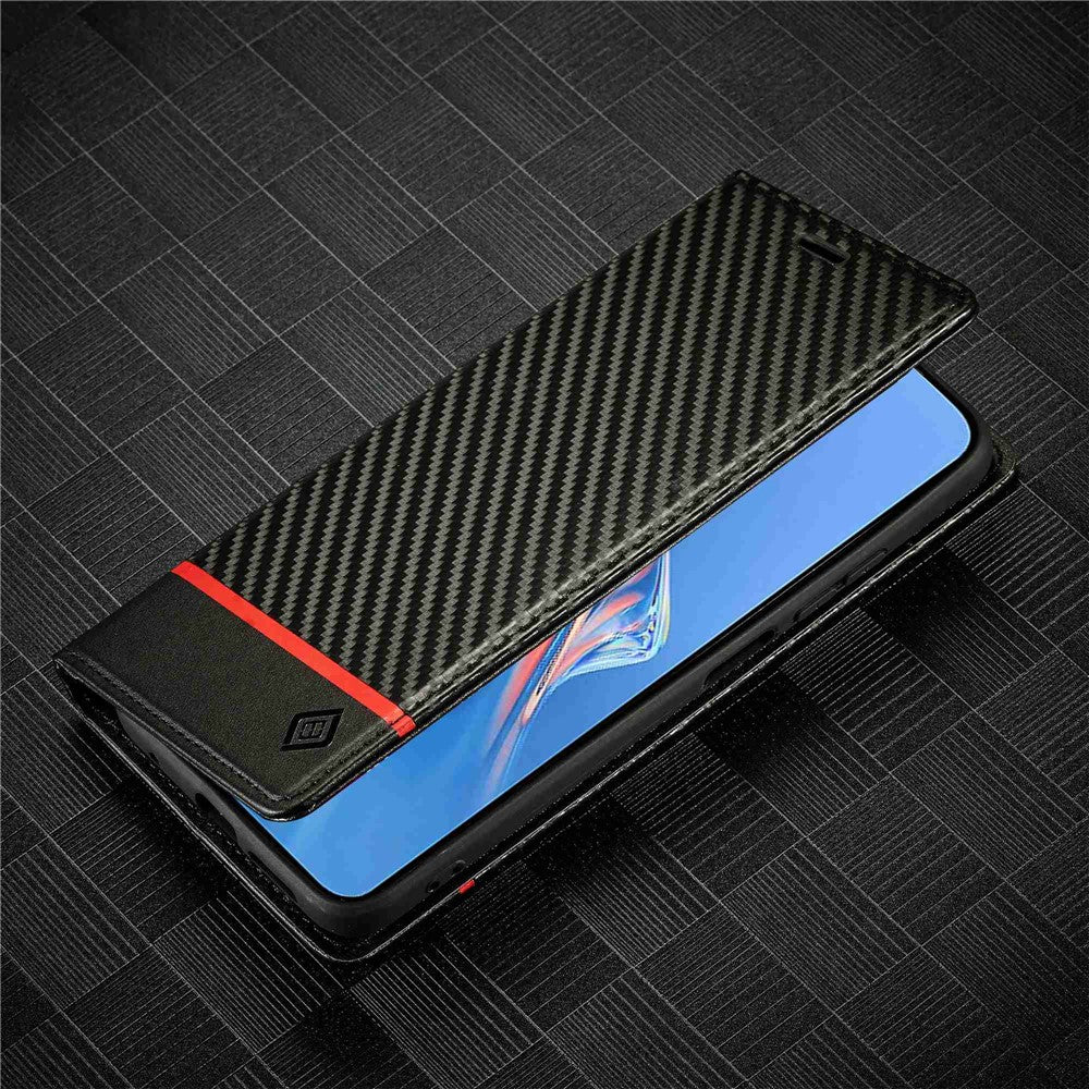 LC.IMEEKE Läderfodral i kolfiberstruktur med bokmönster till Xiaomi Redmi Note 12 Pro 4G / Note 11 Pro 4G (Mediatek) / Note 11 Pro 5G (Qualcomm), Magnetiskt, självabsorberande plånboksfodral med stativ