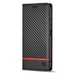 LC.IMEEKE Läderfodral i kolfiberstruktur med bokmönster till Xiaomi Redmi Note 12 Pro 4G / Note 11 Pro 4G (Mediatek) / Note 11 Pro 5G (Qualcomm), Magnetiskt, självabsorberande plånboksfodral med stativ