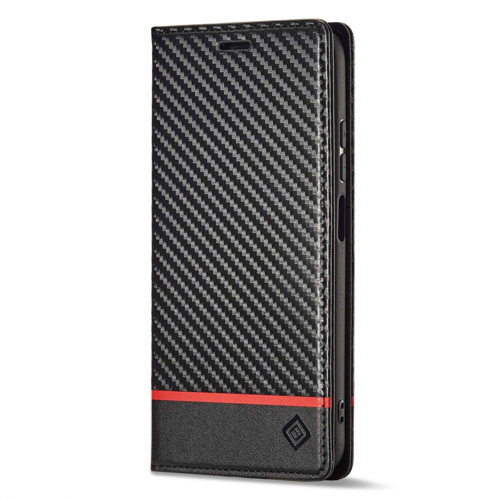 LC.IMEEKE Läderfodral i kolfiberstruktur med bokmönster till Xiaomi Redmi Note 12 Pro 4G / Note 11 Pro 4G (Mediatek) / Note 11 Pro 5G (Qualcomm), Magnetiskt, självabsorberande plånboksfodral med stativ