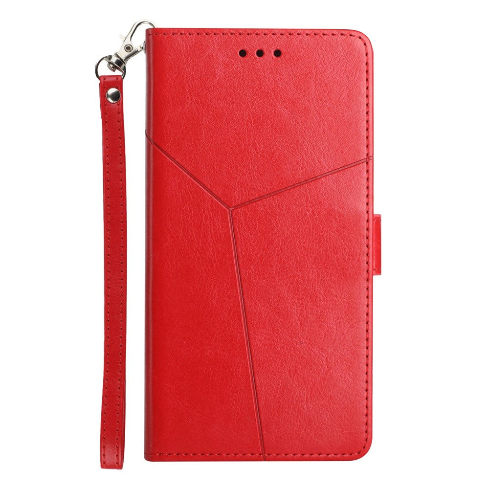 For Xiaomi Redmi Note 11 4G (Qualcomm)/Redmi Note 11S 4G PU Leather Imprinted Y-Shaped Lines Cover Stand Wallet All-Inclusive Protective Case with Strap