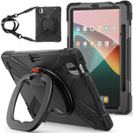 For Xiaomi Pad 5 / Pad 5 Pro 11" Rotary Kickstand Case PC + Silicone Shockproof Protective Tablet Cover with Shoulder Strap