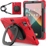 For Xiaomi Pad 5 / Pad 5 Pro 11" Rotary Kickstand Case PC + Silicone Shockproof Protective Tablet Cover with Shoulder Strap