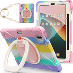 For Xiaomi Pad 5 / Pad 5 Pro 11" Rotary Kickstand Case PC + Silicone Shockproof Protective Tablet Cover with Shoulder Strap