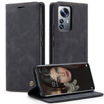 CASEME 013-serien multifunktionelt mobilcover til Xiaomi 12 Pro 5G/12S Pro 5G/12 Pro (Dimensity) 5G, selvklæbende PU-læderpung, foldbart stativcover