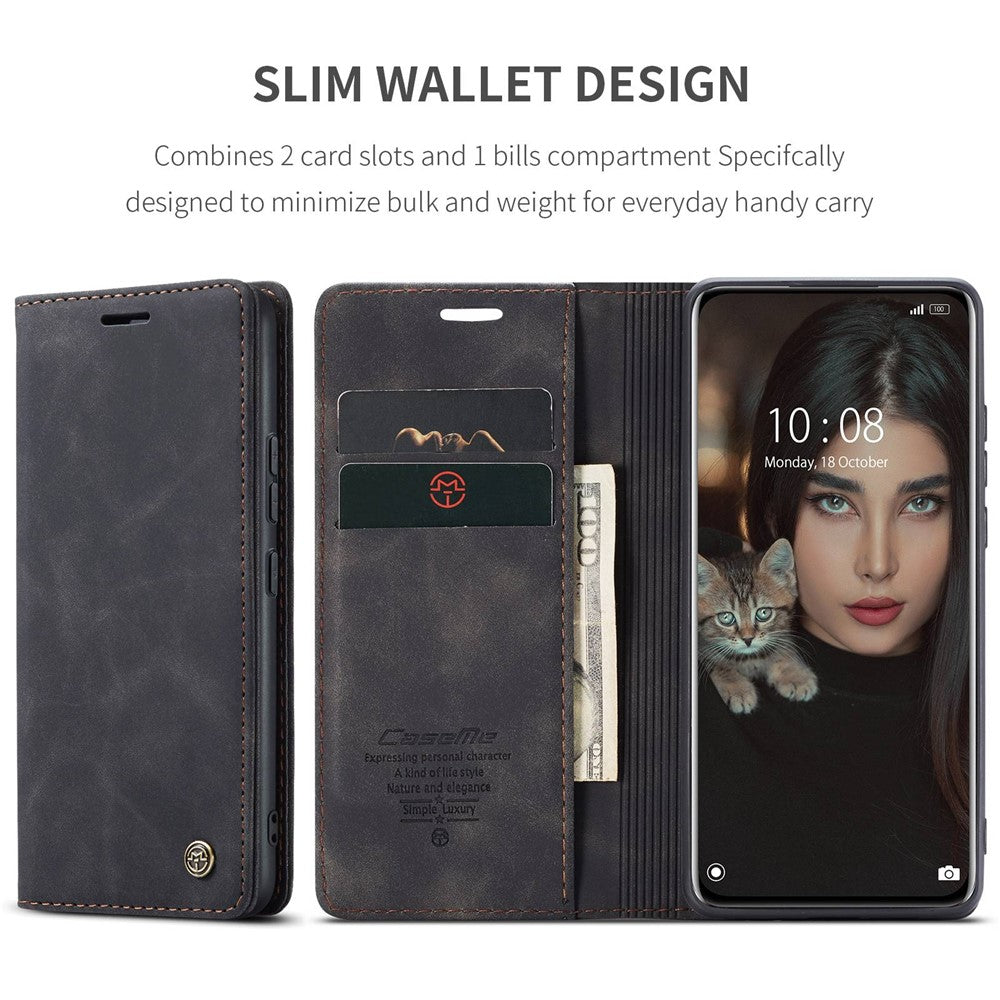 CASEME 013-serien multifunktionellt mobilmobilfodral för Xiaomi 12 Pro 5G/12S Pro 5G/12 Pro (Dimensity) 5G självabsorberande PU-läderplånbok vikbar stativmobilskal