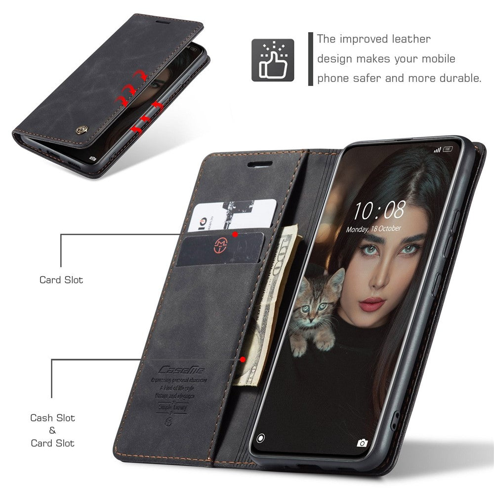 CASEME 013-serien multifunktionellt mobilmobilfodral för Xiaomi 12 Pro 5G/12S Pro 5G/12 Pro (Dimensity) 5G självabsorberande PU-läderplånbok vikbar stativmobilskal