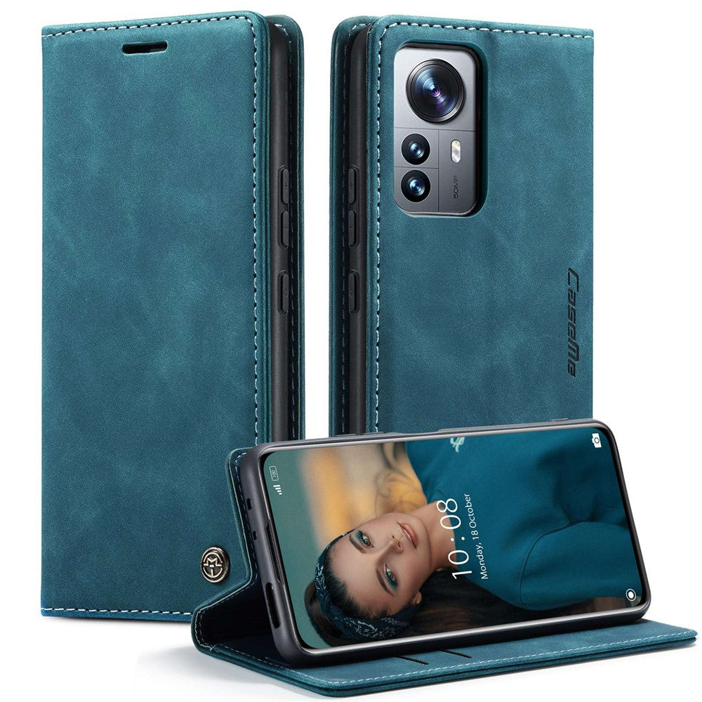 CASEME 013-serien multifunktionelt mobilcover til Xiaomi 12 Pro 5G/12S Pro 5G/12 Pro (Dimensity) 5G, selvklæbende PU-læderpung, foldbart stativcover