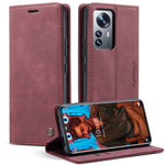 CASEME 013-serien multifunktionellt mobilmobilfodral för Xiaomi 12 Pro 5G/12S Pro 5G/12 Pro (Dimensity) 5G självabsorberande PU-läderplånbok vikbar stativmobilskal