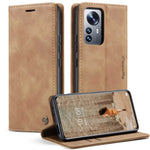 CASEME 013-serien multifunktionelt mobilcover til Xiaomi 12 Pro 5G/12S Pro 5G/12 Pro (Dimensity) 5G, selvklæbende PU-læderpung, foldbart stativcover