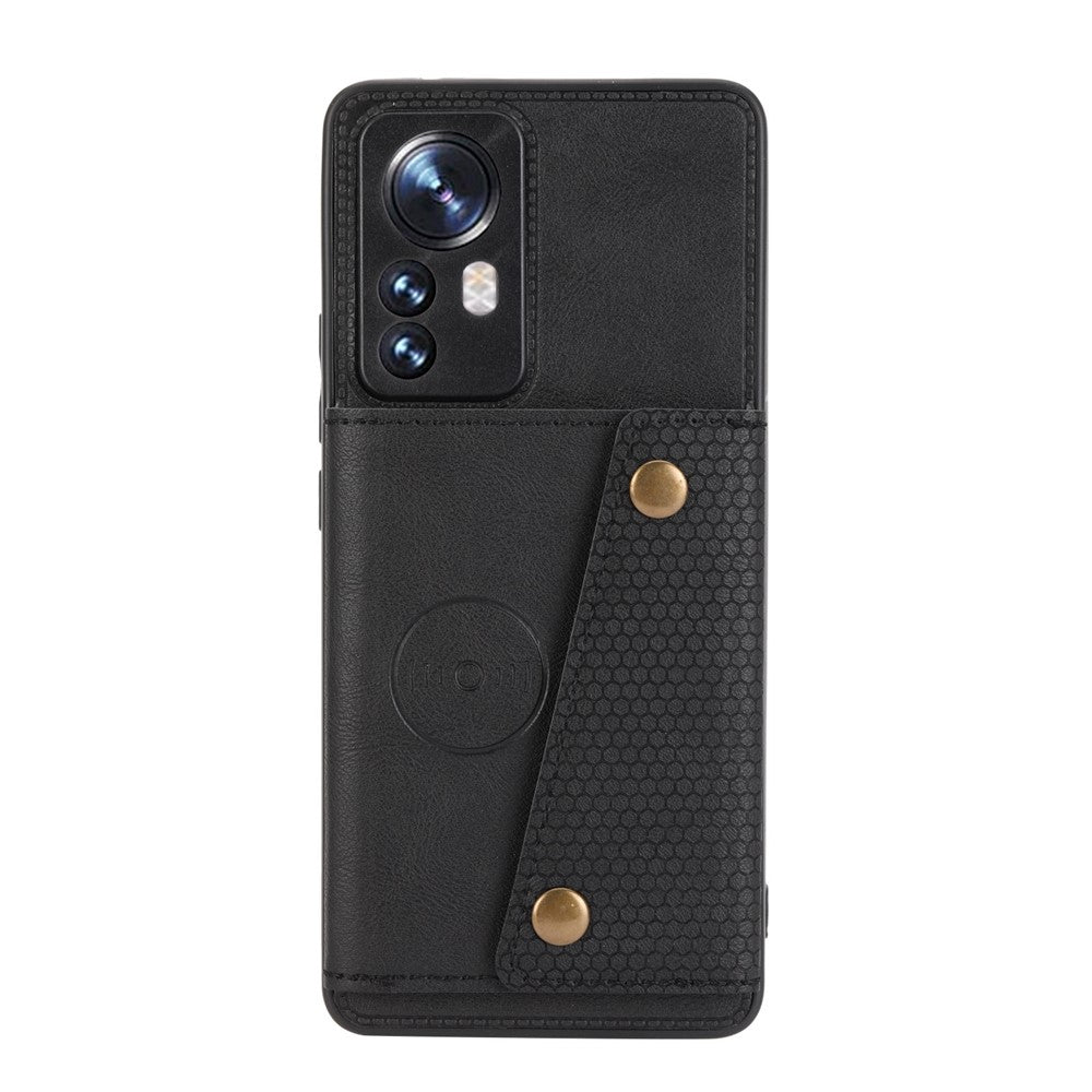 Xiaomi 12 Pro 5G/12S Pro 5G/12 Pro (Dimensity) 5G Reptåligt stativ Kortfack Design PU-läderbelagt TPU Mobilskal med inbyggd metallplåt