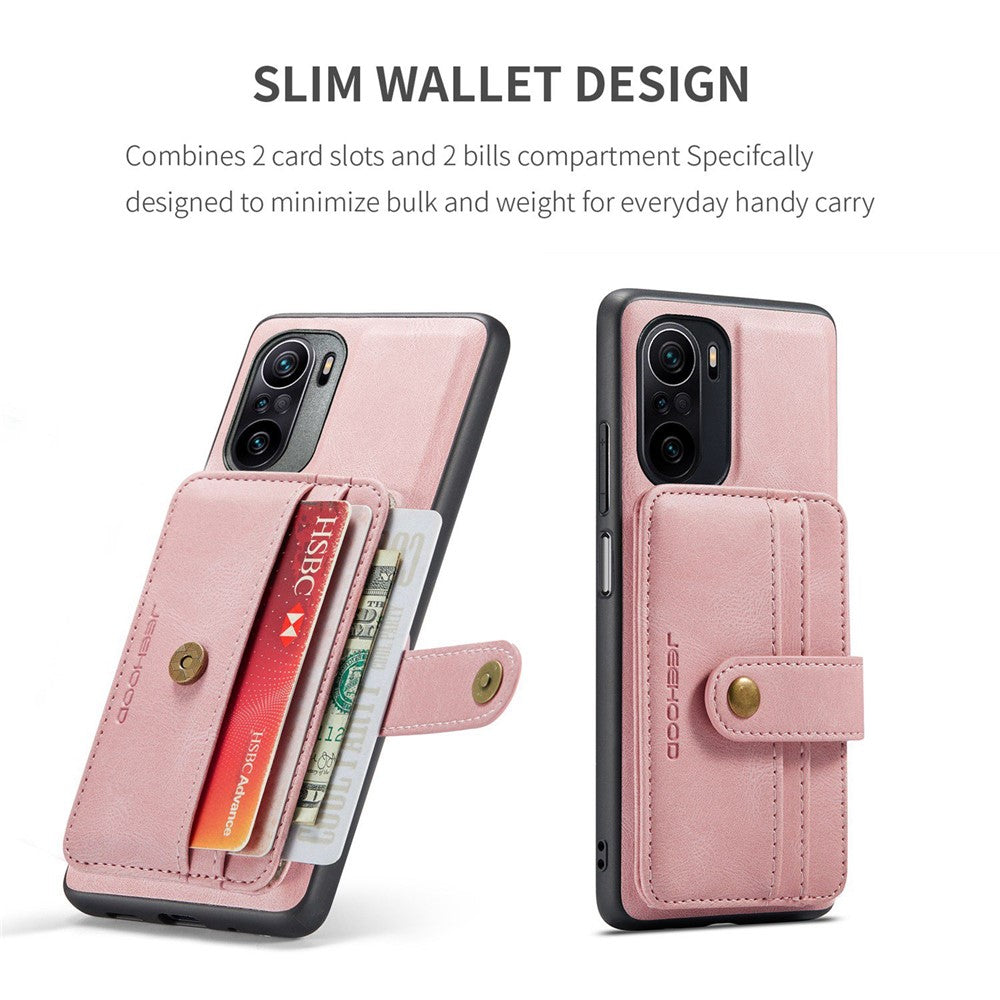 JEEHOOD For Xiaomi Redmi K40/K40 Pro/Mi 11i/Poco F3 Anti-Scratch Wallet Case Shockproof Phone Cover RFID Blocking Protector Support Wireless Charging