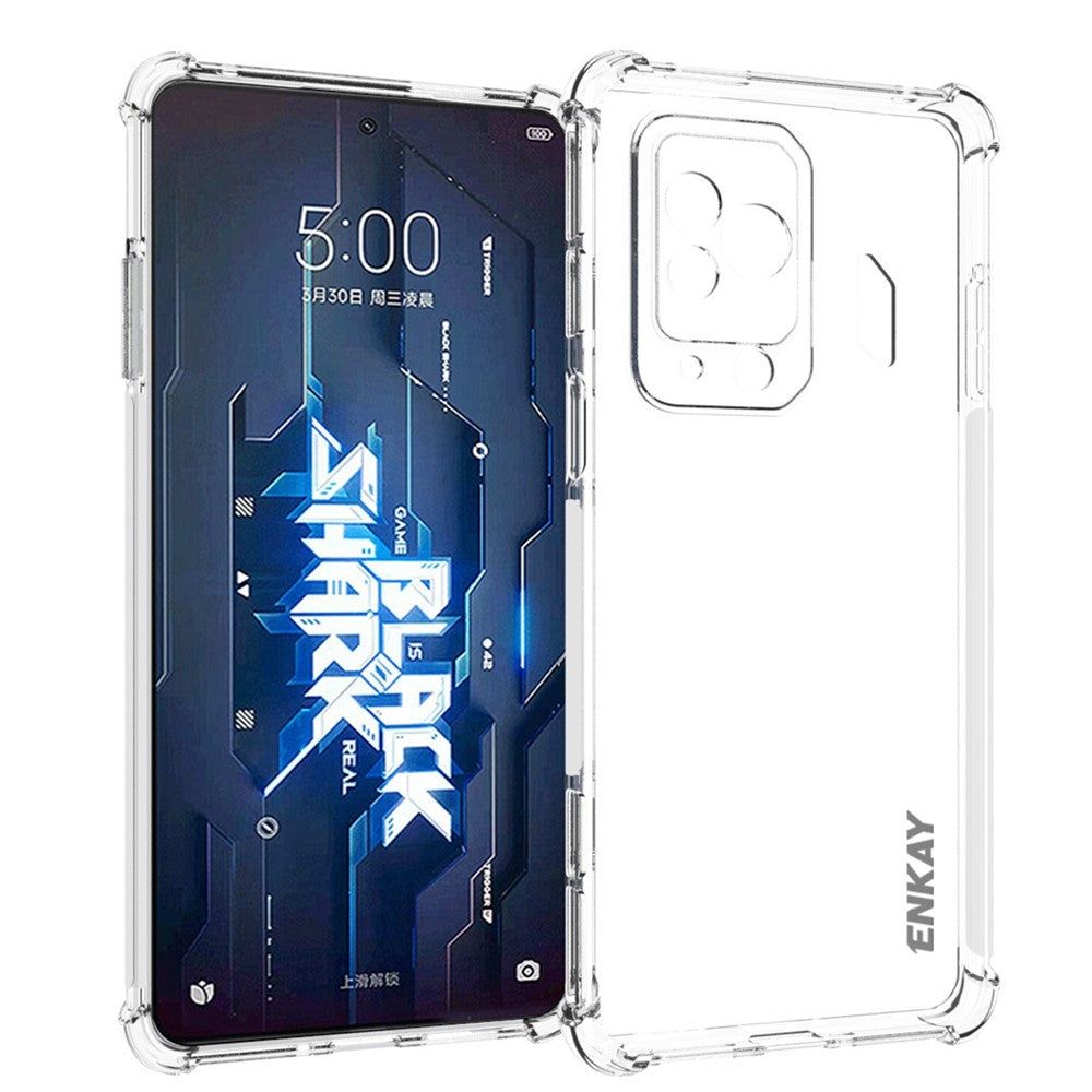 ENKAY HAT PRINCE For Xiaomi Black Shark 5 Pro Scratch Proof Thickened Corners Clear TPU Cover Phone Protective Case with Anti-slip Strip Edge