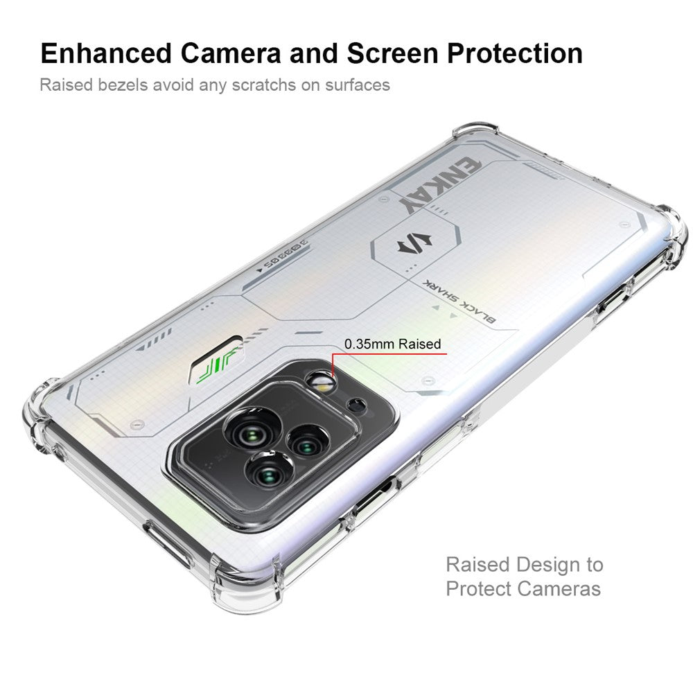ENKAY HAT PRINCE For Xiaomi Black Shark 5 Pro Scratch Proof Thickened Corners Clear TPU Cover Phone Protective Case with Anti-slip Strip Edge