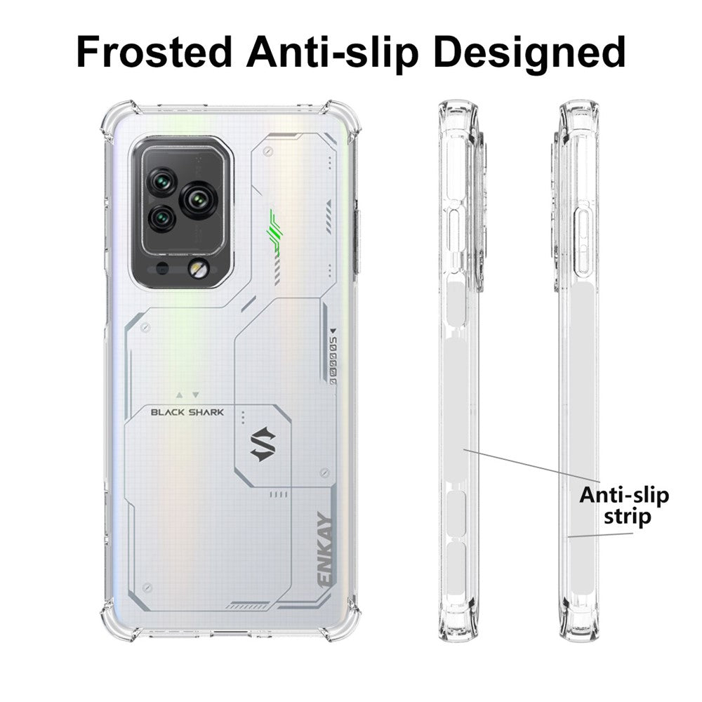ENKAY HAT PRINCE For Xiaomi Black Shark 5 Pro Scratch Proof Thickened Corners Clear TPU Cover Phone Protective Case with Anti-slip Strip Edge