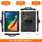 For Xiaomi Pad 5/Pad 5 Pro 11" 360 Rotation Pull Kickstand Anti-drop Shockproof PC + Silicone Tablet Cover Case with Hand Band