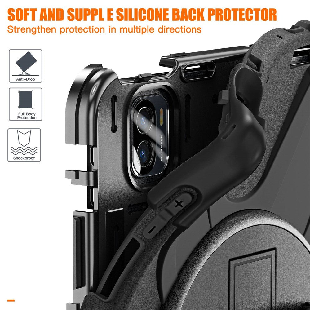 For Xiaomi Pad 5/Pad 5 Pro 11" 360 Rotation Pull Kickstand Anti-drop Shockproof PC + Silicone Tablet Cover Case with Hand Band