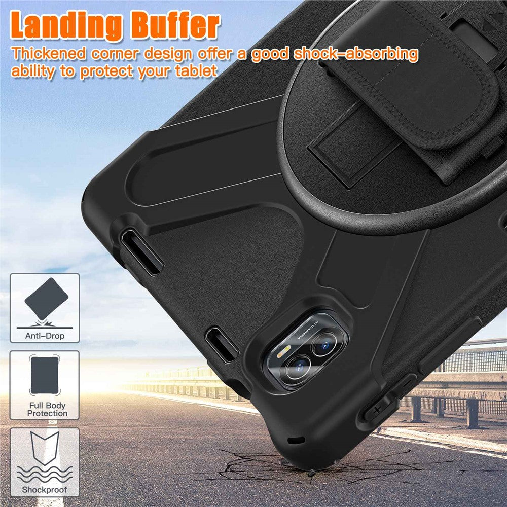 For Xiaomi Pad 5/Pad 5 Pro 11" 360 Rotation Pull Kickstand Anti-drop Shockproof PC + Silicone Tablet Cover Case with Hand Band