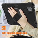 For Xiaomi Pad 5/Pad 5 Pro 11" 360 Rotation Pull Kickstand Anti-drop Shockproof PC + Silicone Tablet Cover Case with Hand Band