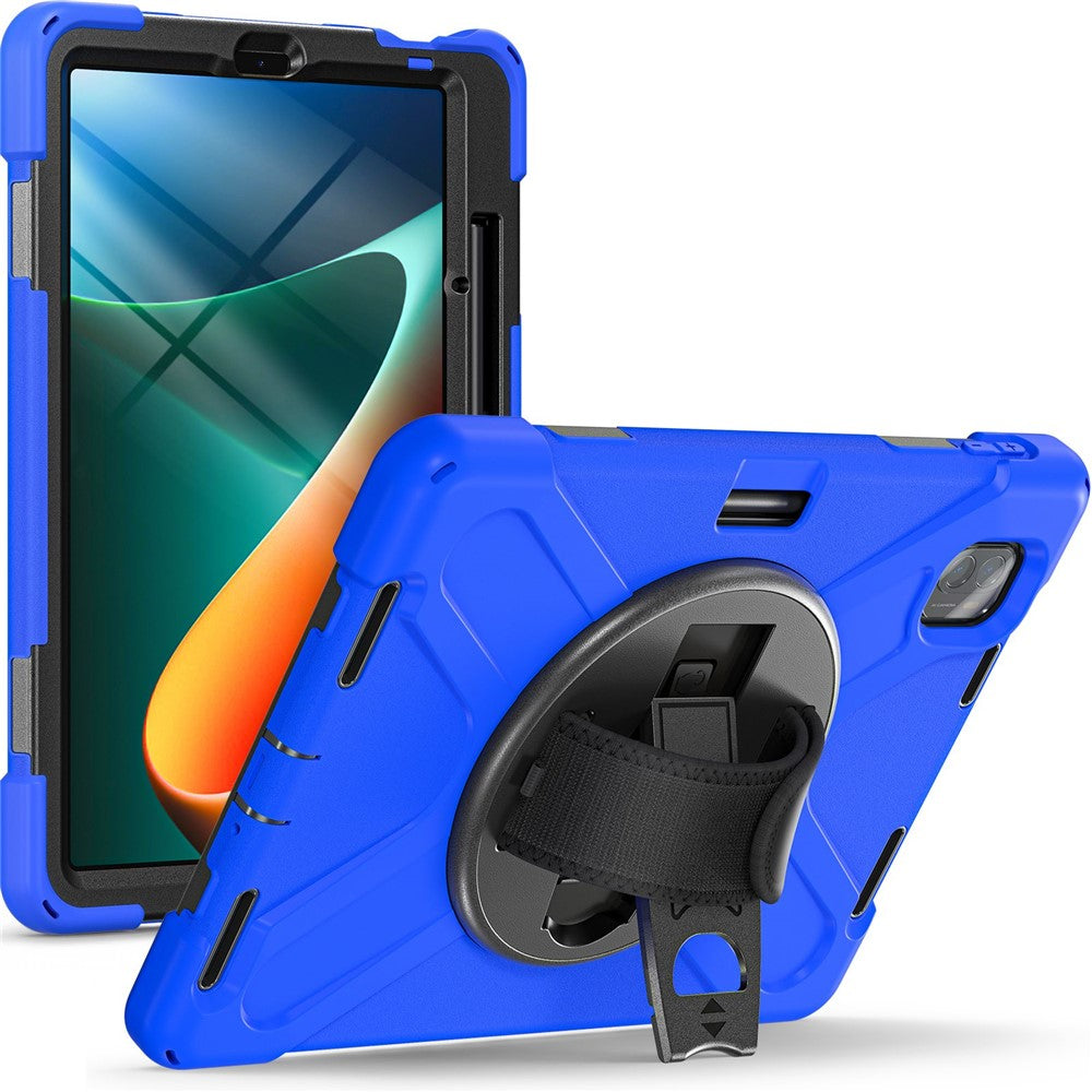 For Xiaomi Pad 5/Pad 5 Pro 11" 360 Rotation Pull Kickstand Anti-drop Shockproof PC + Silicone Tablet Cover Case with Hand Band